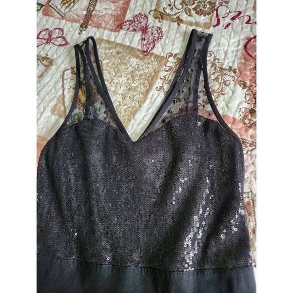 Express Sequin Dress Women's Black Mesh Overlay Sleeveless Side Zip Mini Size XS - Picture 9 of 11
